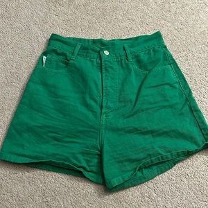 Green High Waisted Jean Shorts